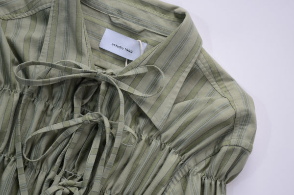 Camisa Espuma Corta - Verde a rayas