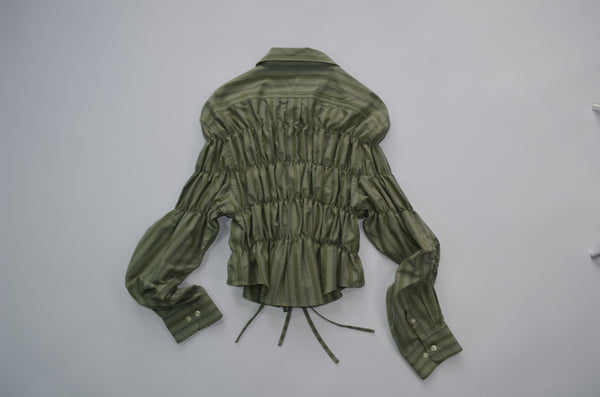 Camisa Espuma Corta - Verde a rayas