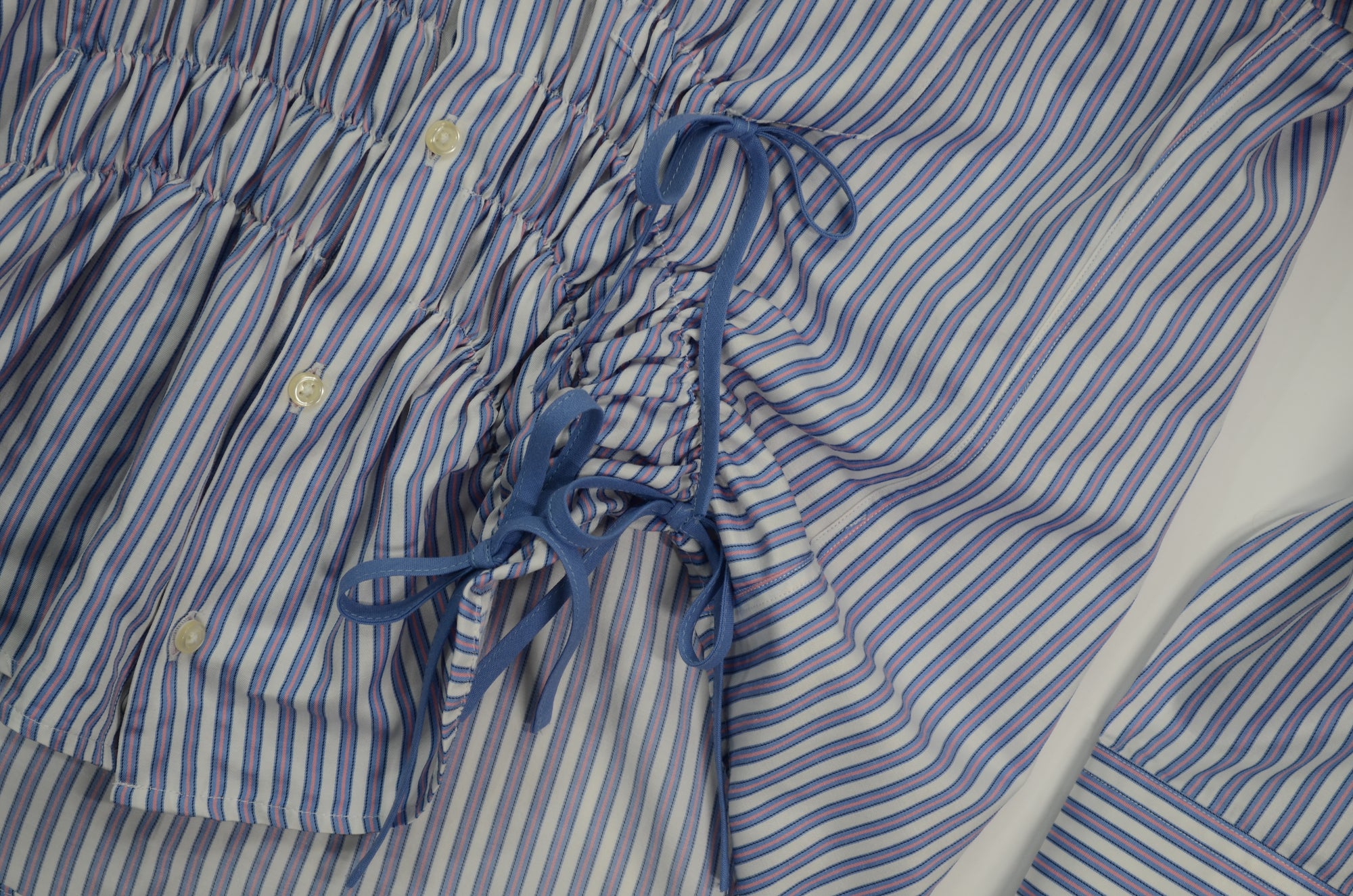 Camisa Cascada - Rayas azul y rosa