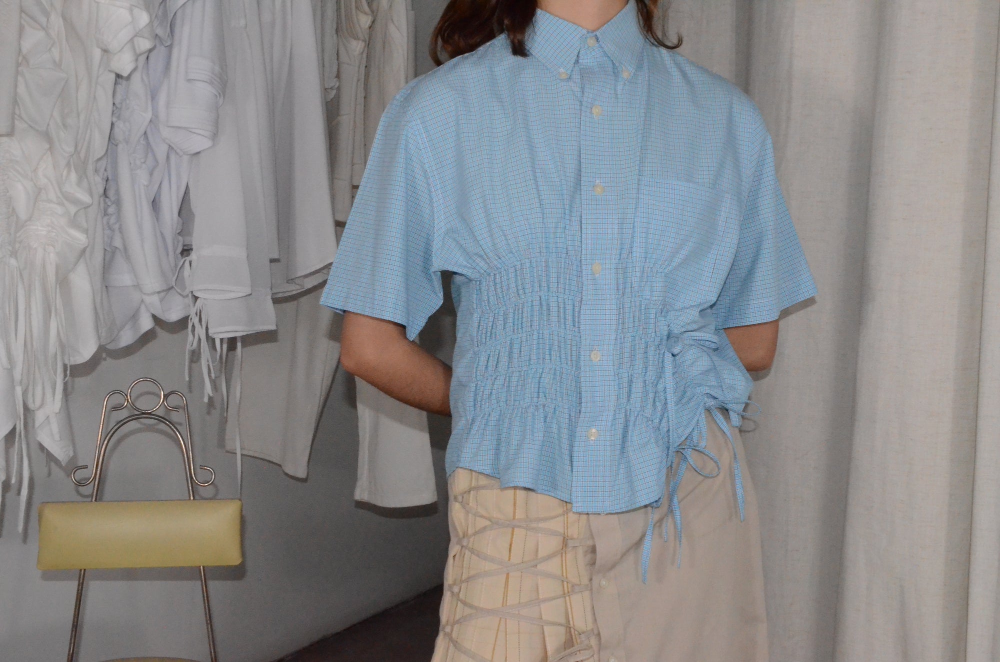 Camisa Cascada - Azul a cuadros