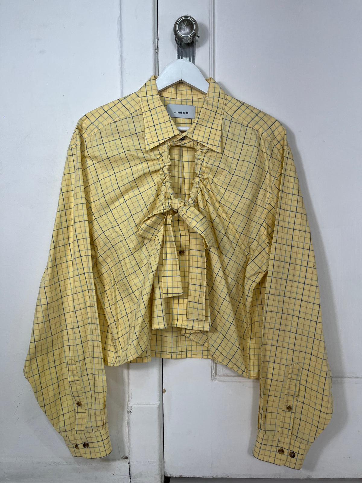 Window Shirt - yellow with brown and blue checks