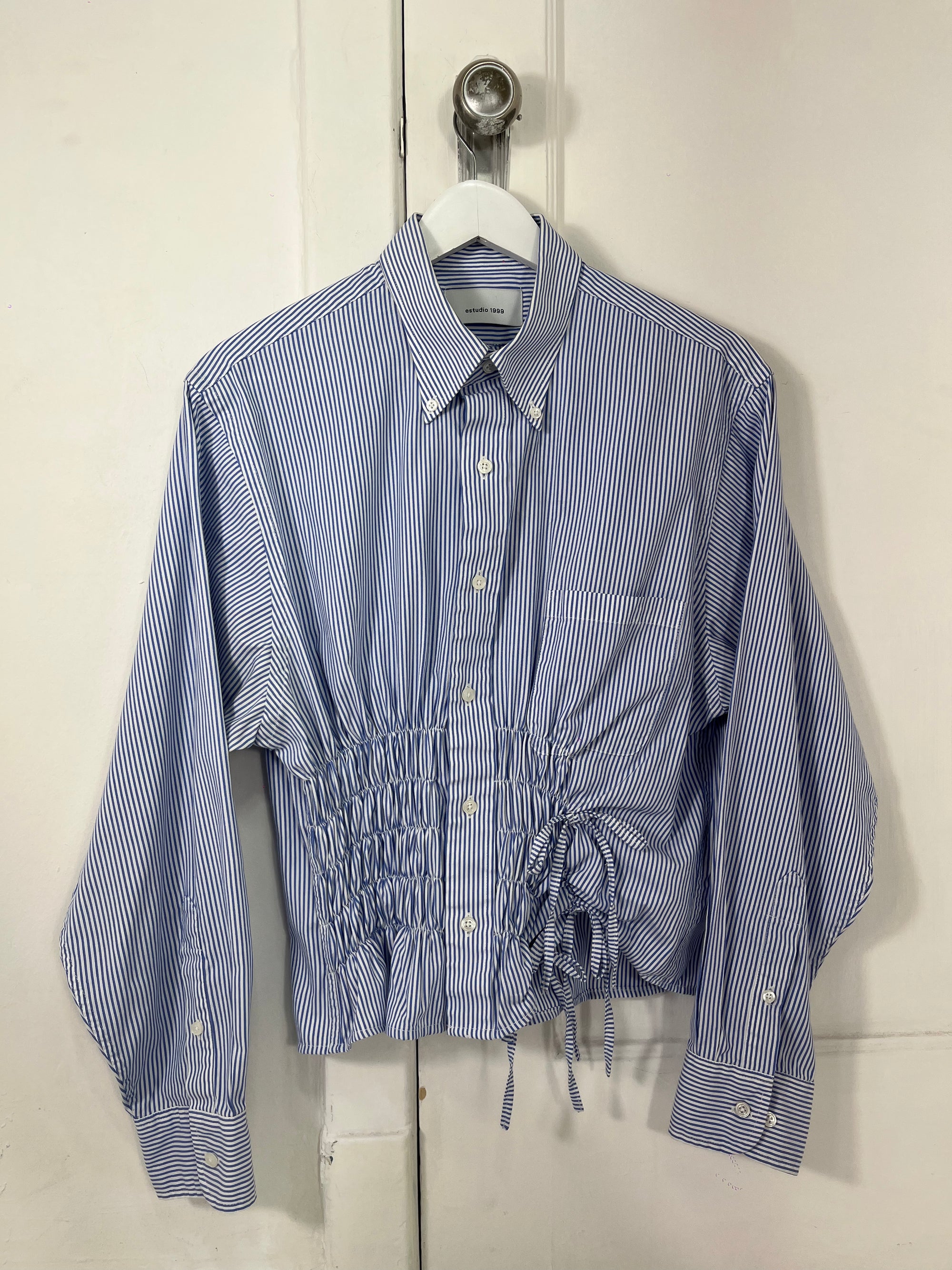 Cascada Shirt - White with Blue Stripes