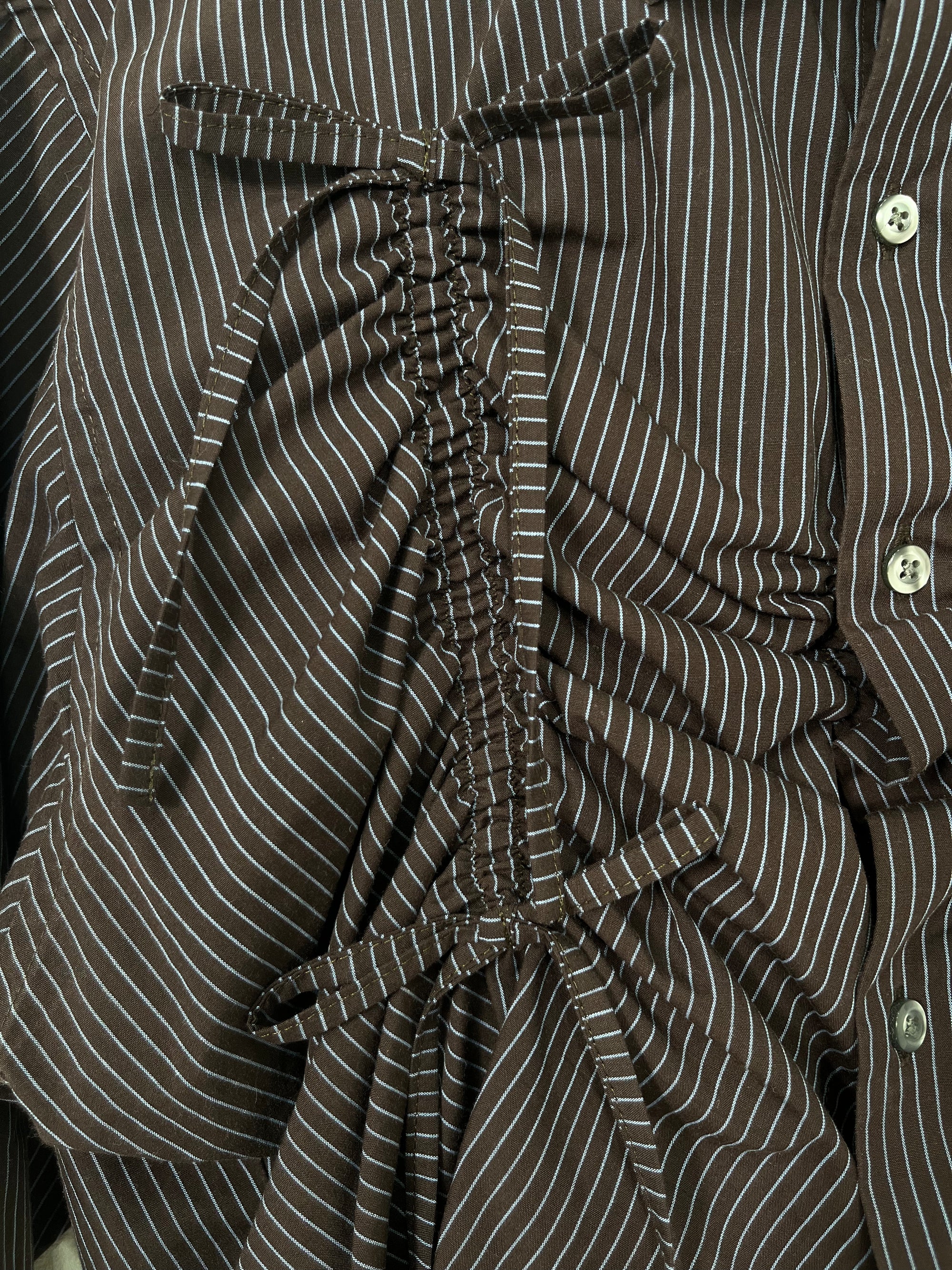 Valentines Shirt - Dark Brown with Blue Stripes