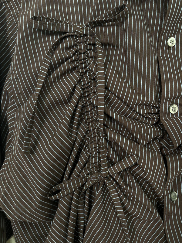 Valentines Shirt - Dark Brown with Blue Stripes