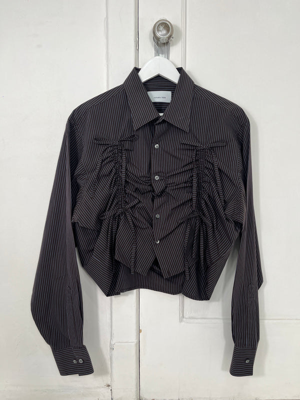 Valentines Shirt - Dark Brown with Blue Stripes