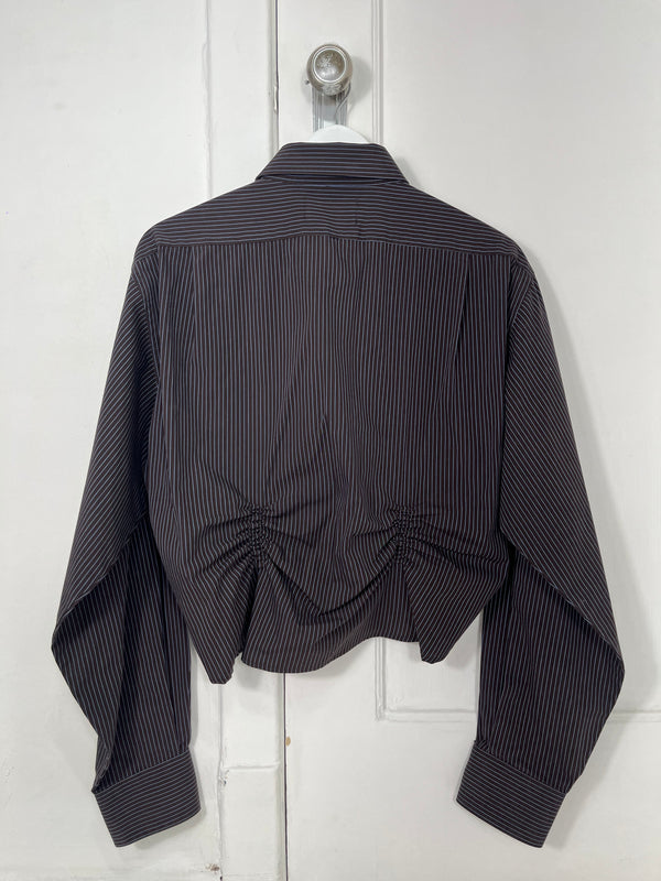 Valentines Shirt - Dark Brown with Blue Stripes