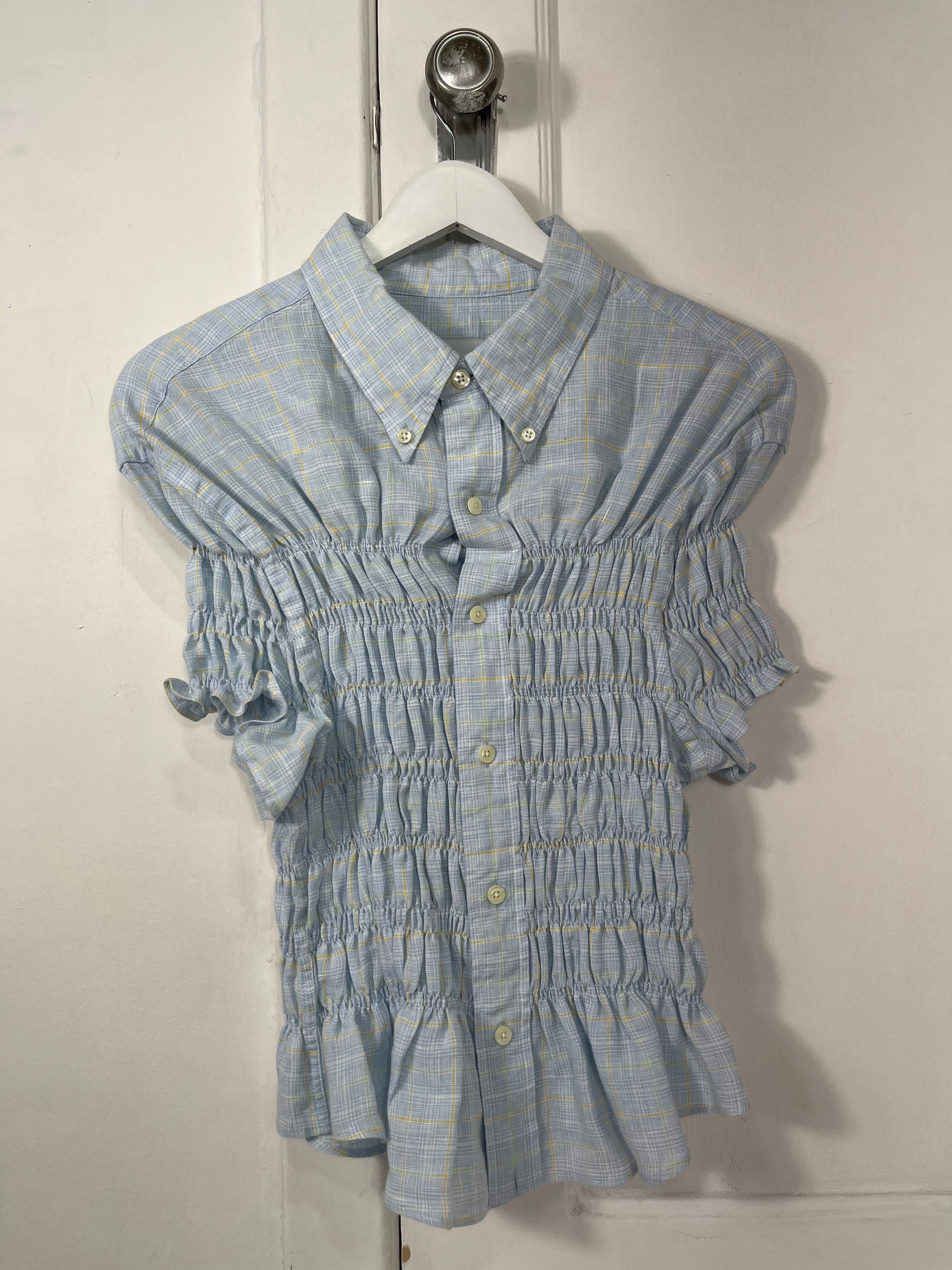 Poetic Shirt - Light Blue with Yellow and Green Stripes