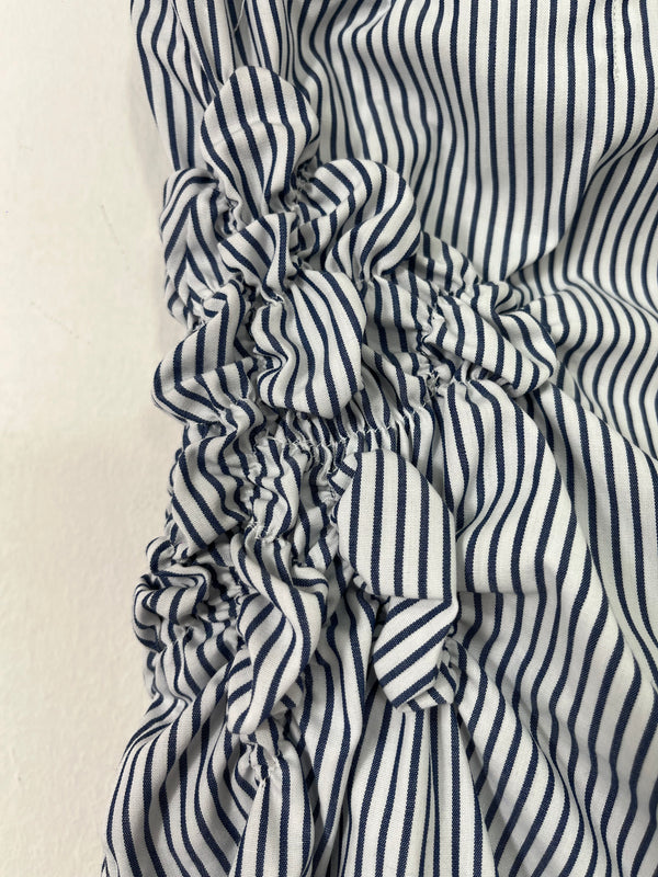 Florero Skirt - White with Navy Blue Stripes