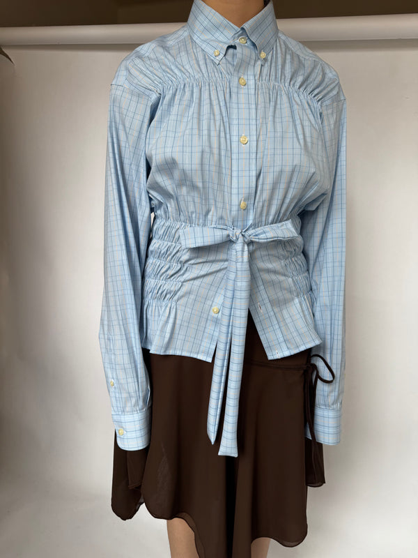 Chemise corset - Carreaux bleu clair