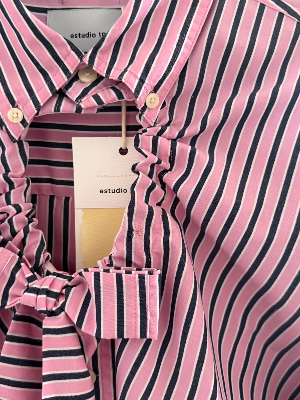 Camisa Ventana - Rosa a rayas navy / blancas