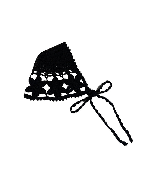 Bonnet Flores - Negro