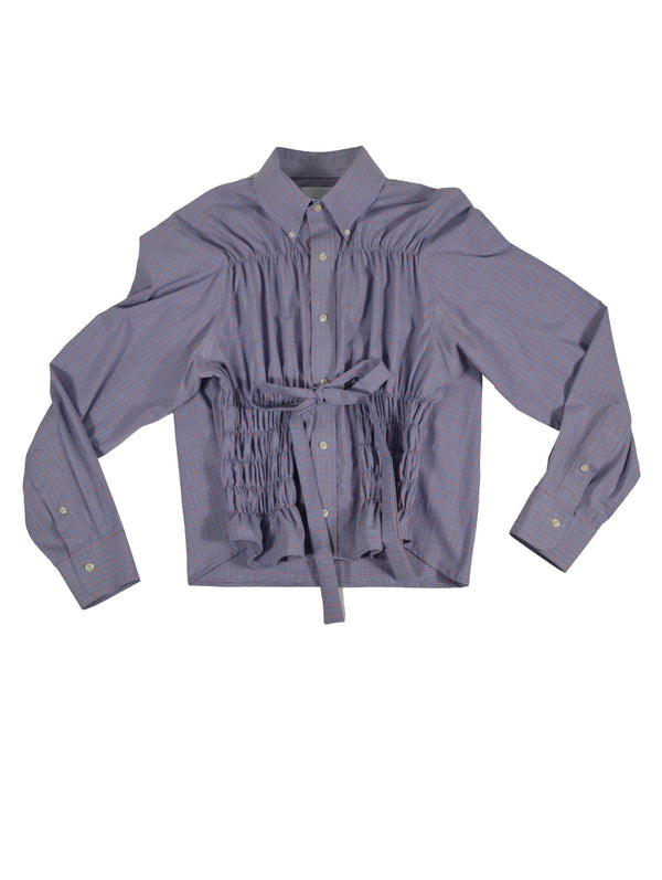 Camisa Bustier - Cuadros rojo y azul