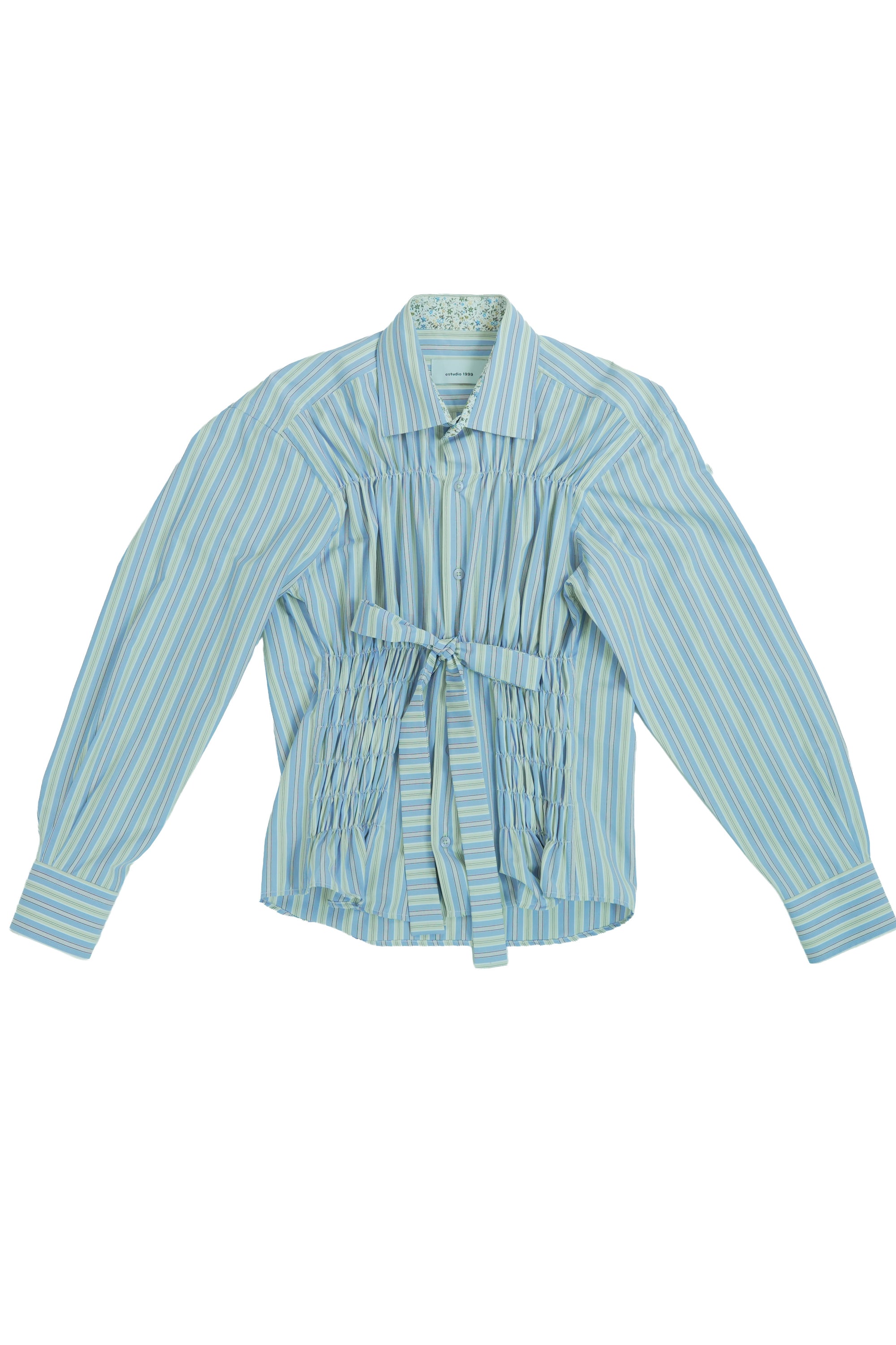 Camisa Bustier - Rayas Azul, Verde y Café