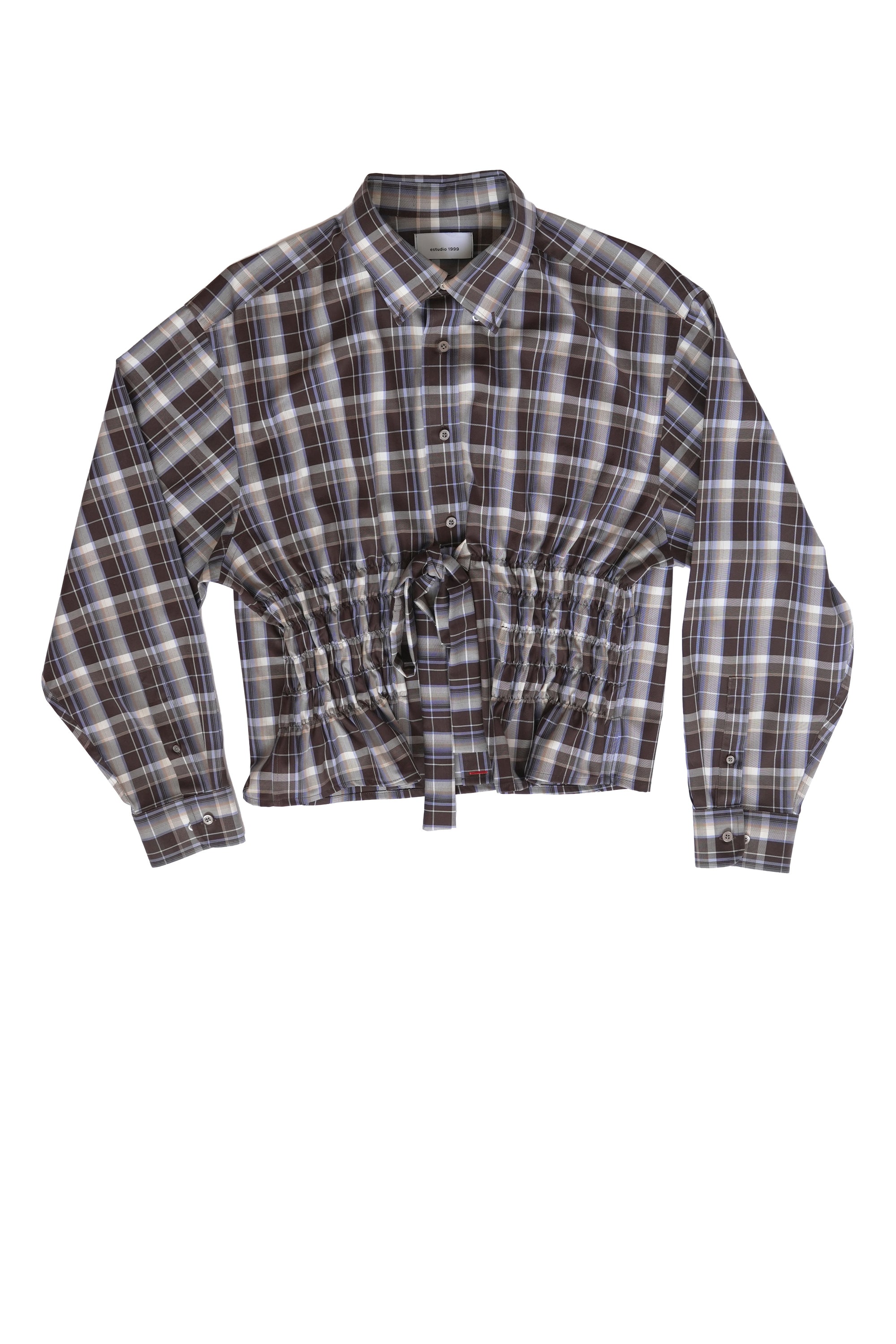 Camisa Bustier - Café a cuadros