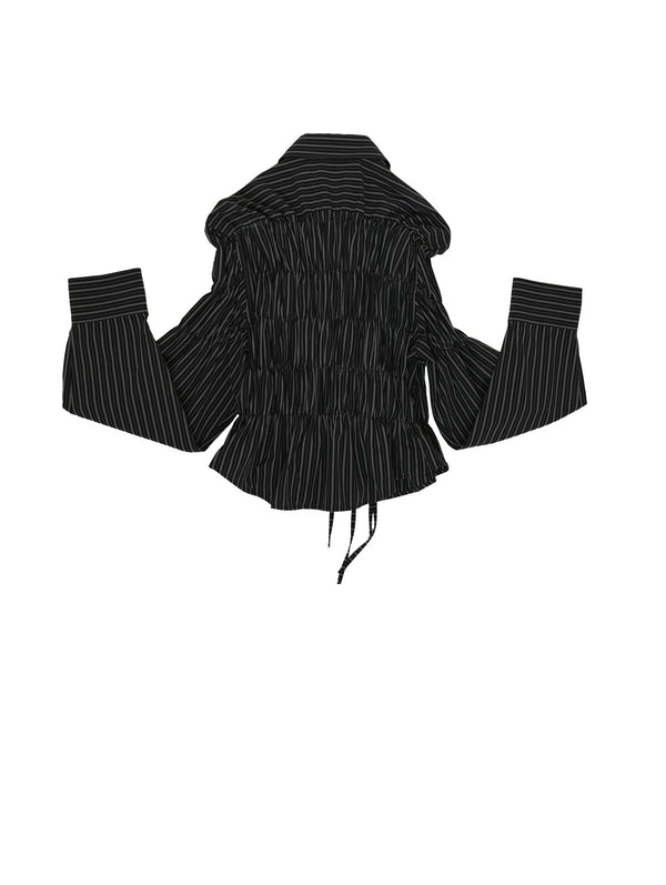 Camisa Espuma - Negra rayas grises