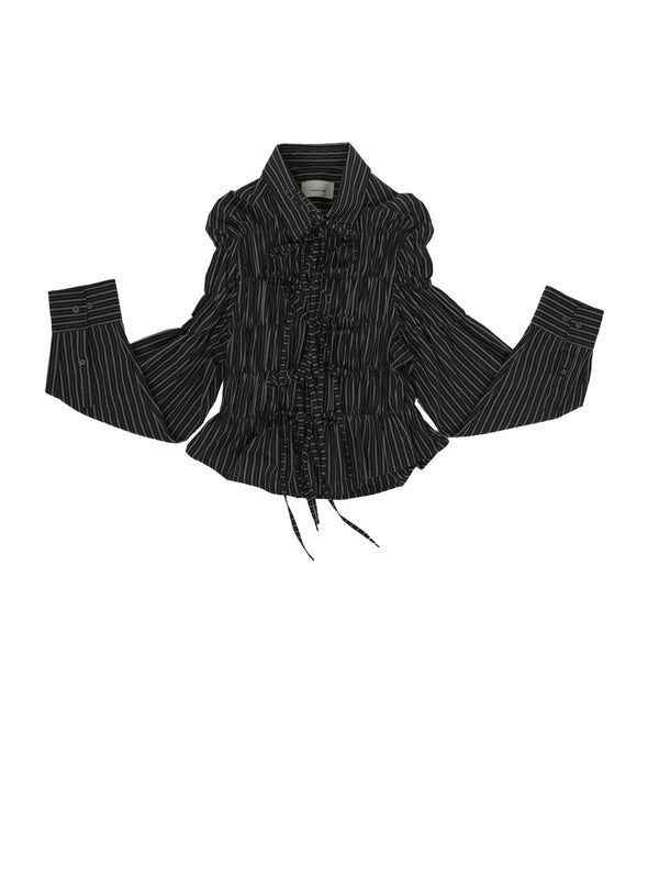 Camisa Espuma - Negra rayas grises