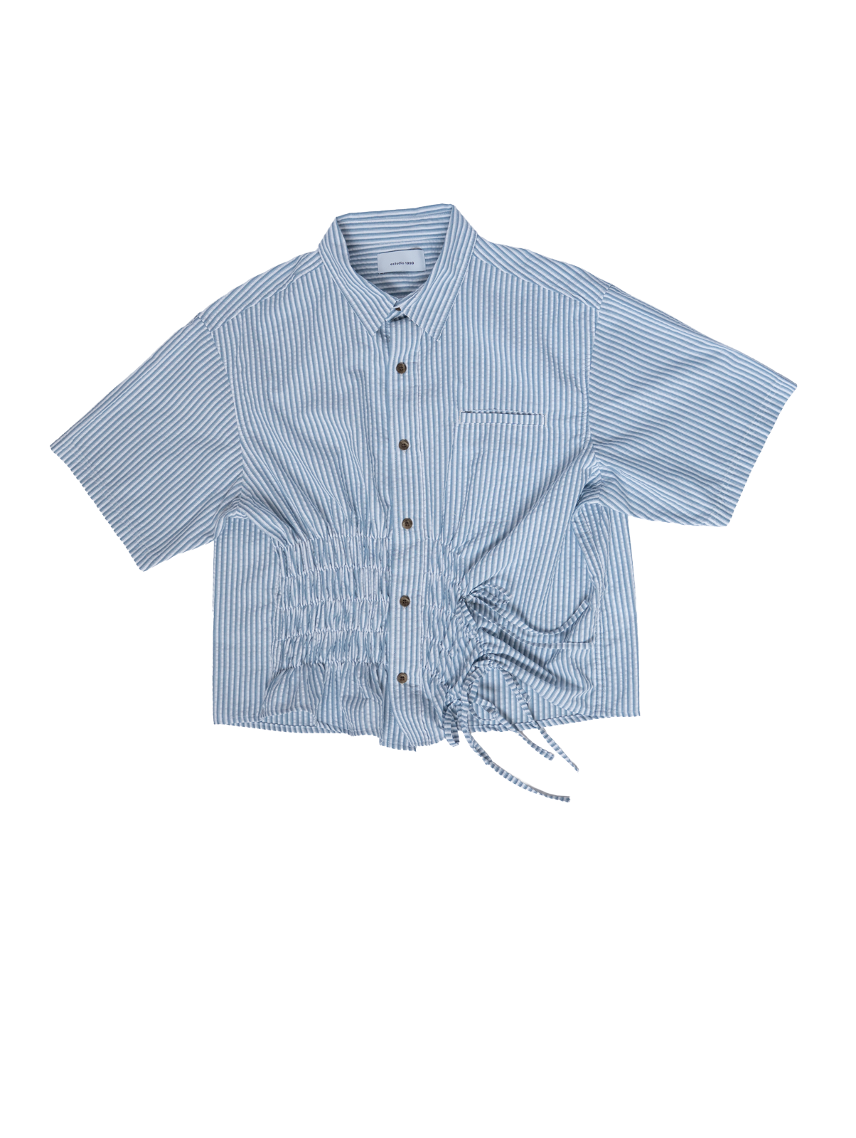 Camisa Cascada - Blanca con rayas azules