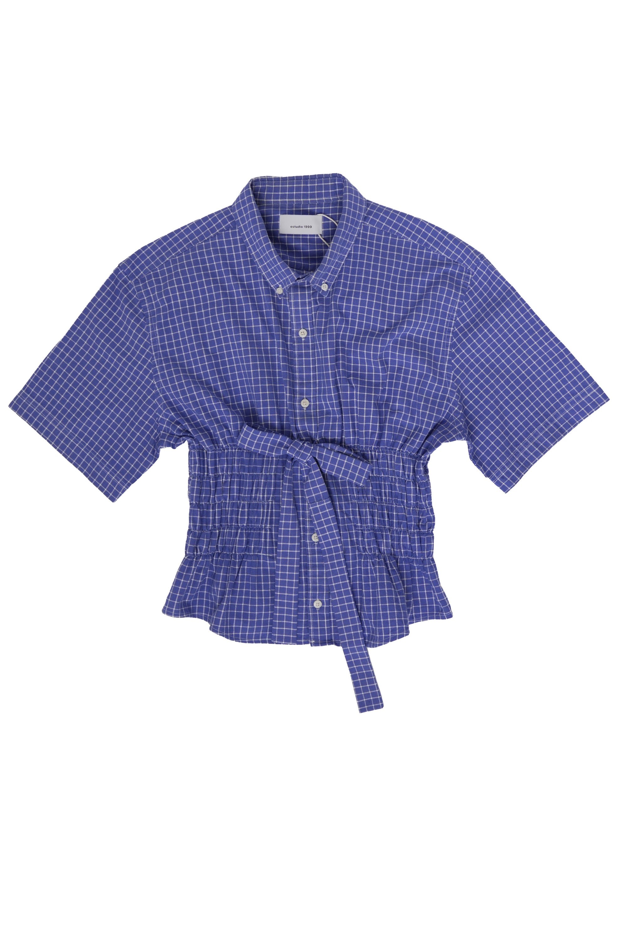 Camisa Corset - Azul con cuadros blancos