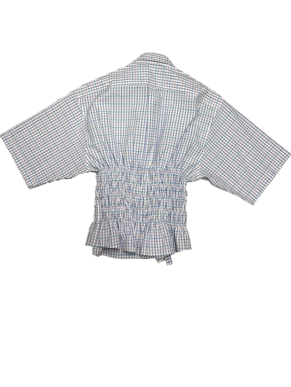 Camisa Corset  - Blanca a cuadros azul y rojo