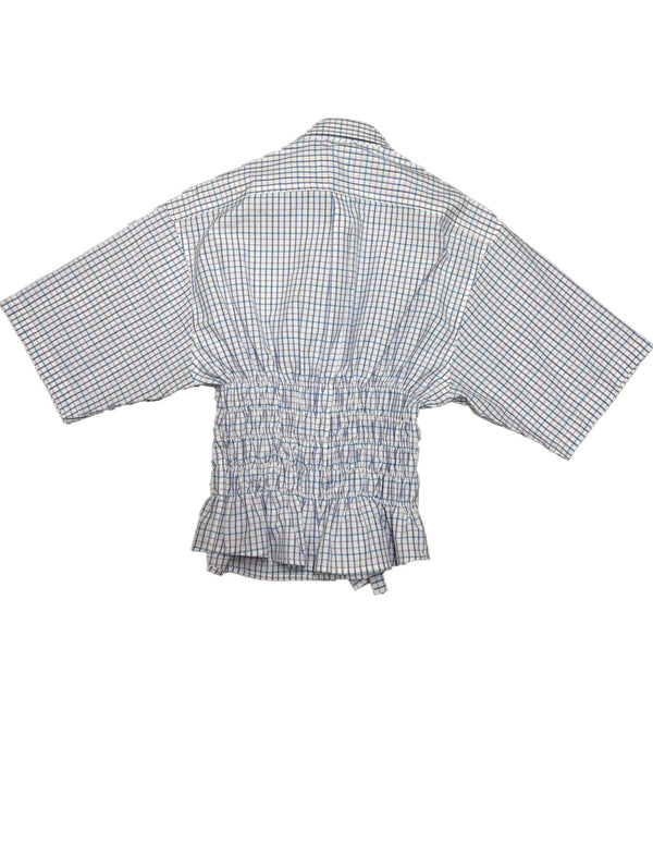 Camisa Corset  - Blanca a cuadros azul y rojo