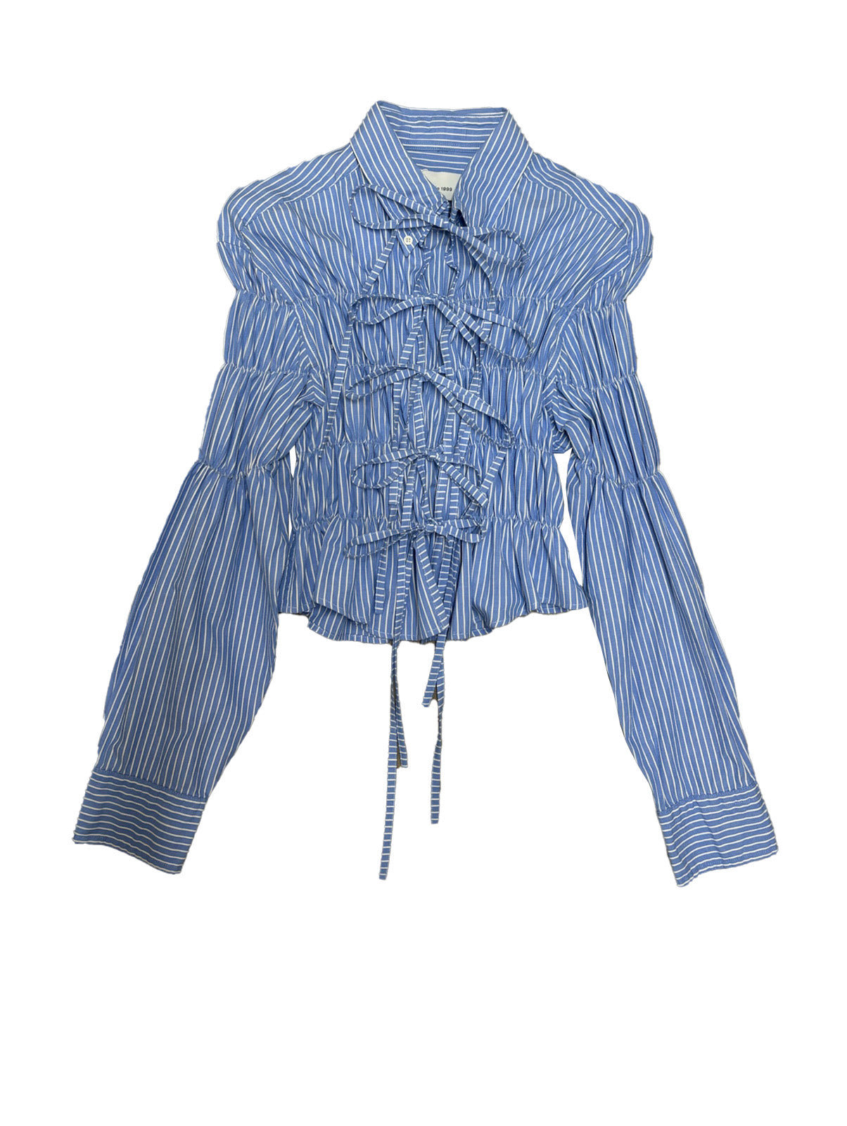 Camisa Espuma Corta - Azul rayas blancas