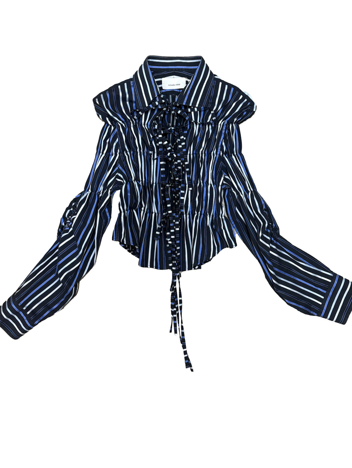 Camisa Espuma Corta - Azul a rayas